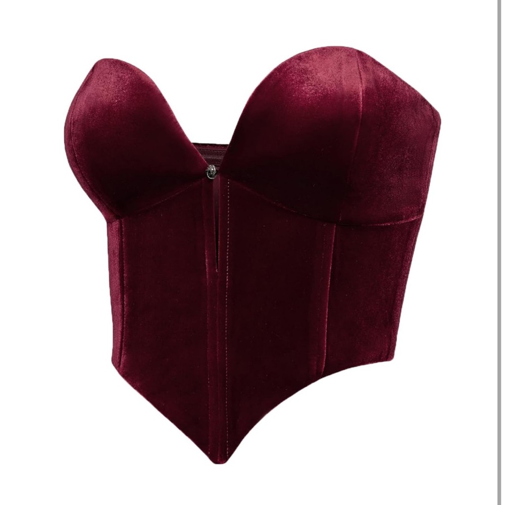 ✨NWT JW PEI Anna Low-Cut Corset Top Red Velvet Holiday Festive - Picture 4 of 13